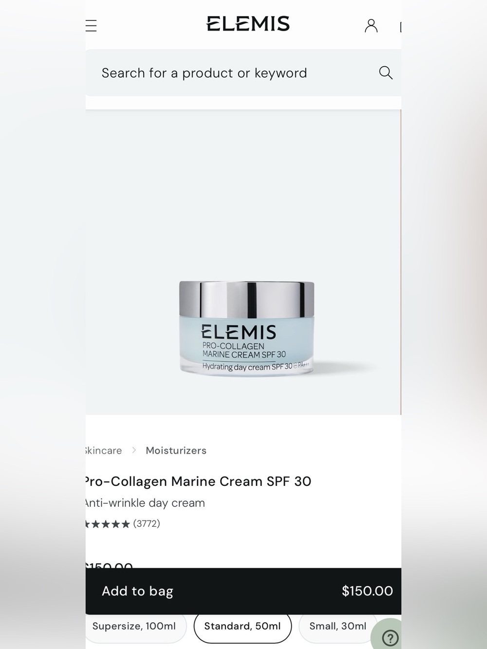 $150 Elemis Pro-Collagen Marine Cream SPF 30 - Hydrating Day Cream 50ml